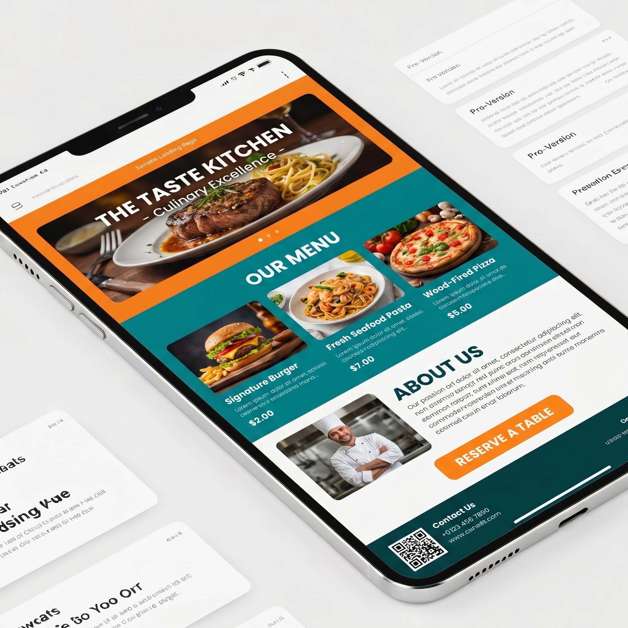 Example marketing campaign outputs including landing page, social captions, and QR flyer